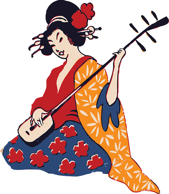 艺妓 艺妓演奏乐器 日本人 - 免费矢量图形