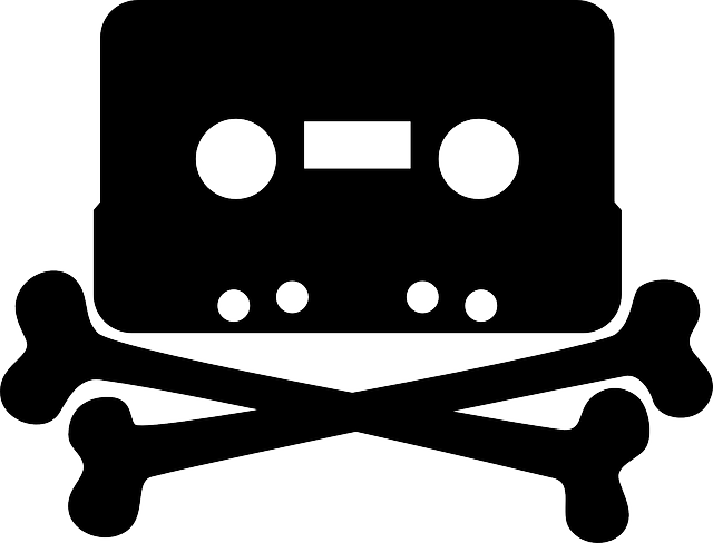 卡带 声音的 交叉骨 - 免费矢量图形