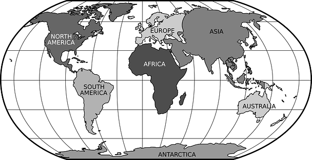 世界地图 罗宾逊投影 地球 - 免费矢量图形