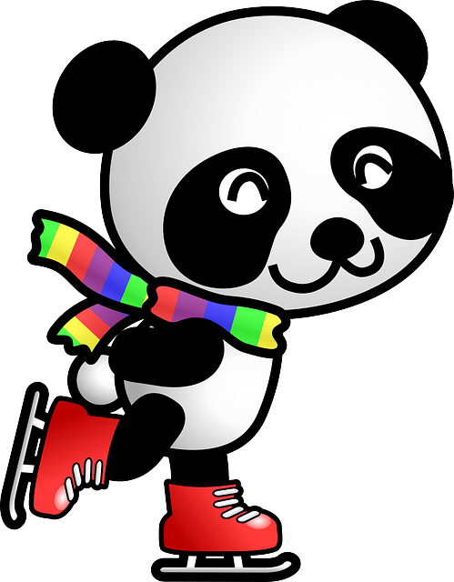 熊猫 冰鞋 溜冰 - 免费矢量图形
