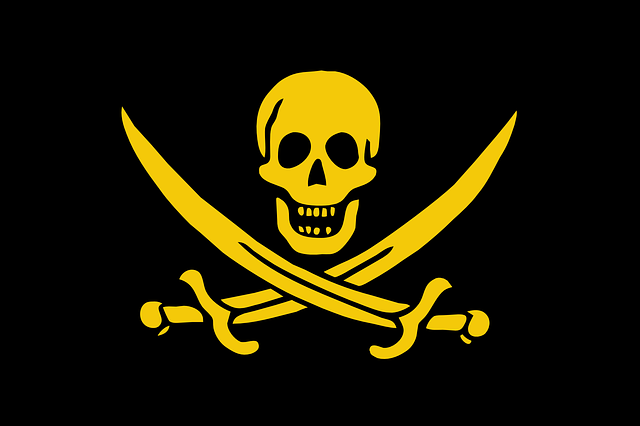海盗旗 死亡的头 黑色的 - 免费矢量图形
