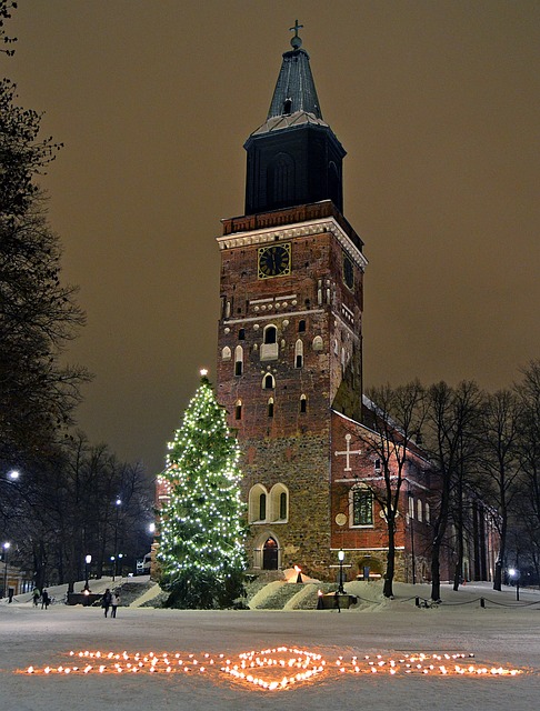 圣诞树 图尔库大教堂 冬天 - 上的免费照片