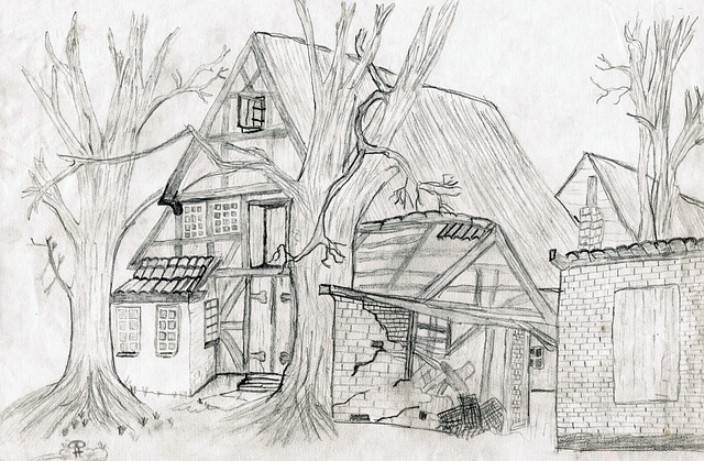 画画 铅笔素描 房子 - 上的免费照片