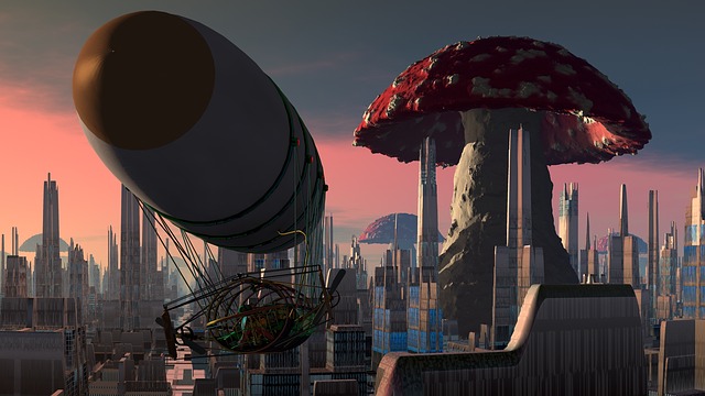 飞艇 城市 蘑菇 - 上的免费图片
