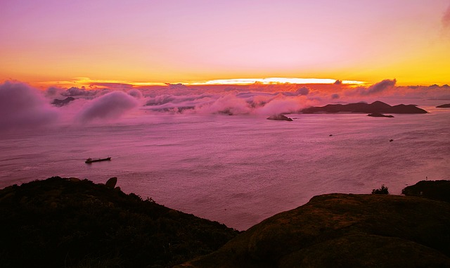 落日 夕阳 大海 - 上的免费照片