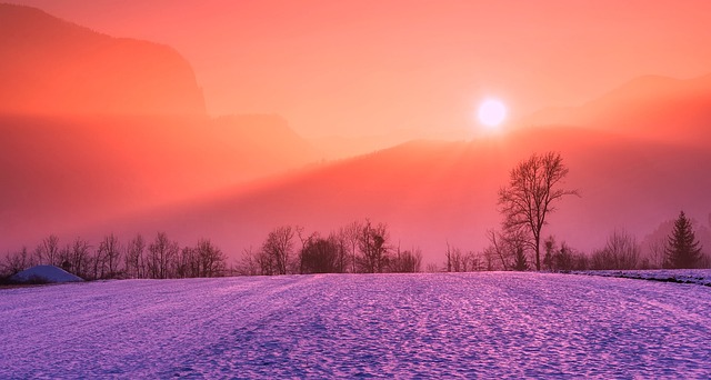 冬天 雪 日出 - 上的免费照片
