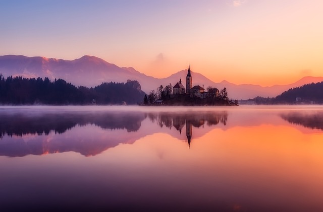 湖 日落 反射 - 上的免费照片