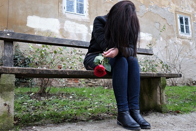 伤心的女孩 红玫瑰 孤独 - 上的免费照片