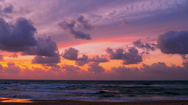 日落 夕阳红 海 - 上的免费照片