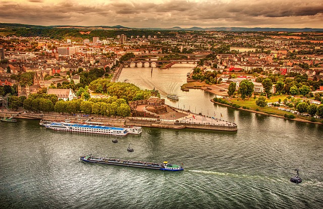 莱茵河 鸟瞰图 德国 - 上的免费照片