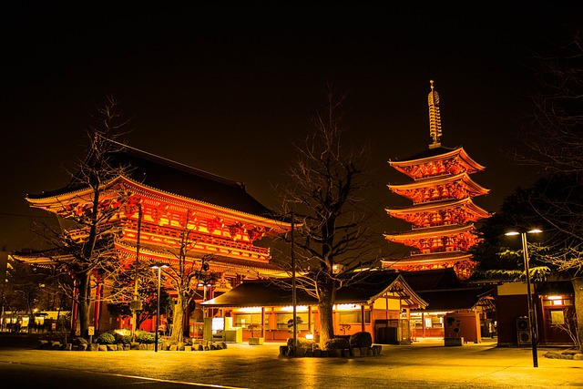 日本 寺 夜晚 - 上的免费照片