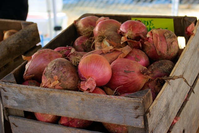 农贸市场的紫色的洋葱 洋葱 红色的 - 上的免费照片