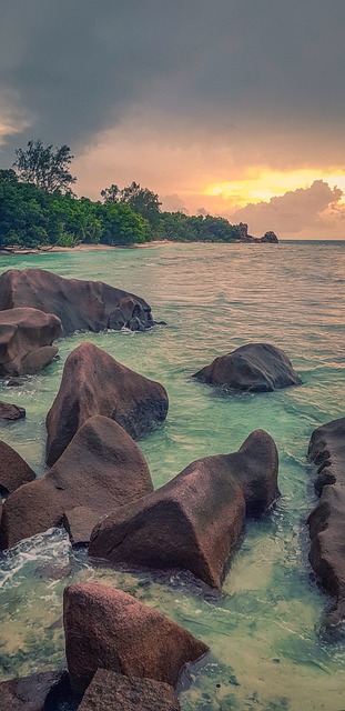 塞舌尔 日落 海洋 - 上的免费照片