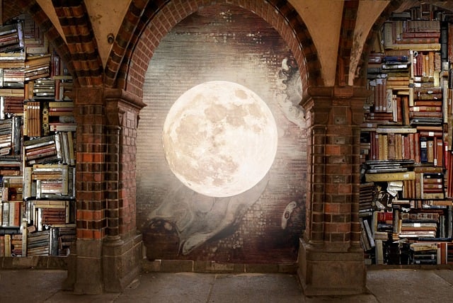 图书 月亮 图书馆 - 上的免费图片