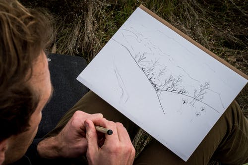 男人画山和树 · 免费素材图片