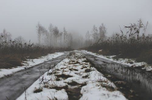 低角度的雪路照片 · 免费素材图片