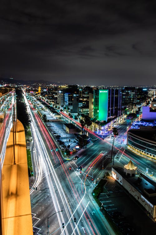 空中延时摄影的城市之光 · 免费素材图片
