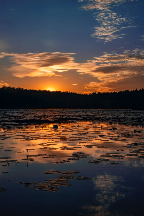 日落湖风景 · 免费素材图片