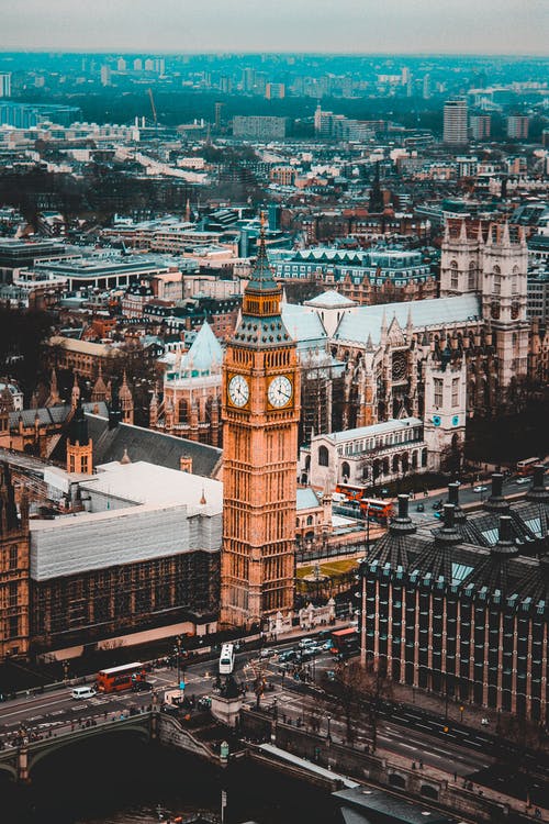 伦敦伊丽莎白塔的航拍 · 免费素材图片