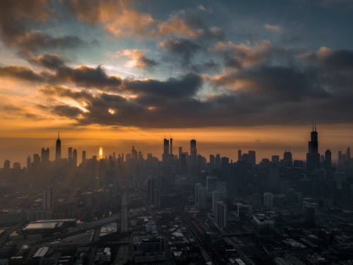 鸟瞰城市黎明时分 · 免费素材图片