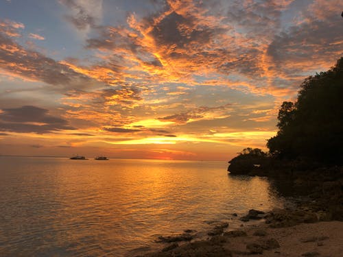 日落期间的海滨照片 · 免费素材图片