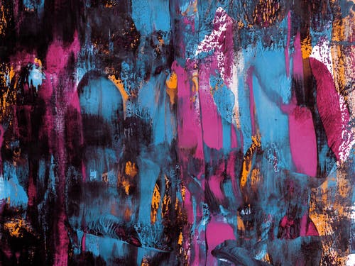 蓝色，紫色和黑色抽象绘画 · 免费素材图片