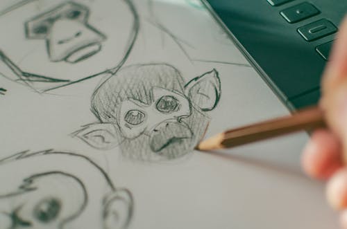猴子头素描 · 免费素材图片