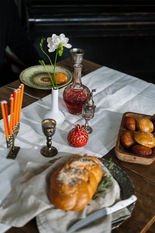 有关challah的, hanukkiah, 以色列早餐的免费素材图片