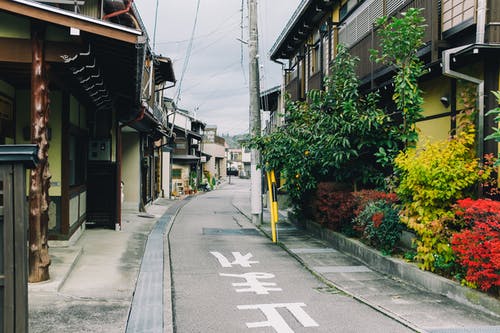 房子之间的灰色混凝土路 · 免费素材图片