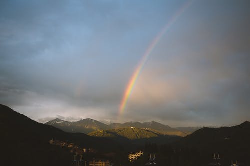 有关天空, 山, 彩虹的免费素材图片