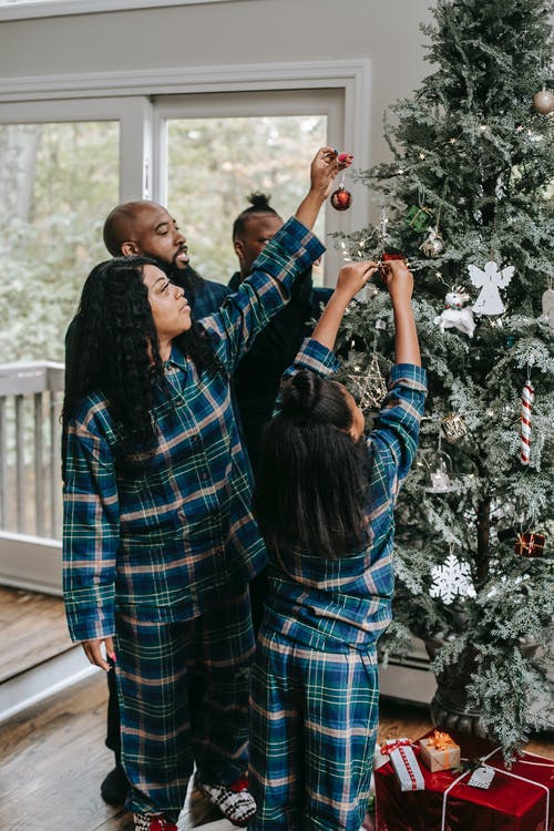 黑家庭装饰玩具的圣诞树 · 免费素材图片