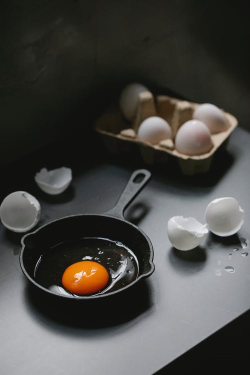 黑色煎锅上的鸡蛋 · 免费素材图片