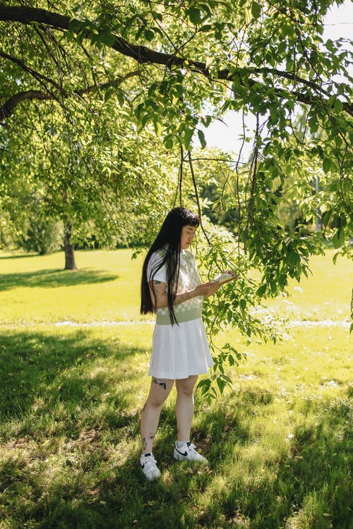 有关回到学校, 在树下, 女人的免费素材图片