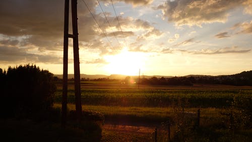 日出时的绿色领域风景照片 · 免费素材图片