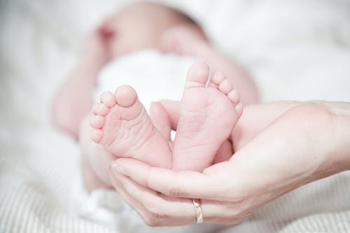 手里捧着婴儿脚的特写镜头 · 免费素材图片