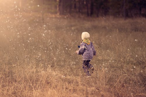 在草径上行走的孩子 · 免费素材图片
