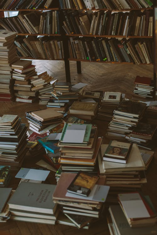 棕色木架子上的书 · 免费素材图片