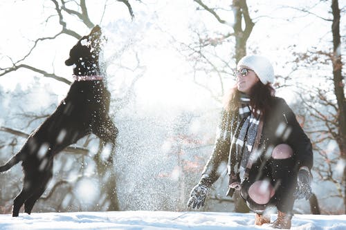 雪中的年轻女子 · 免费素材图片