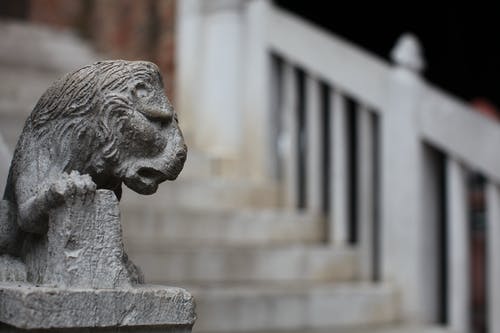 白天灰色混凝土狮子头楼梯装饰的选择性聚焦摄影 · 免费素材图片