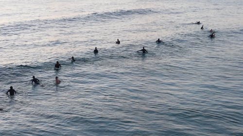 人们游泳和享受海浪 · 免费素材视频