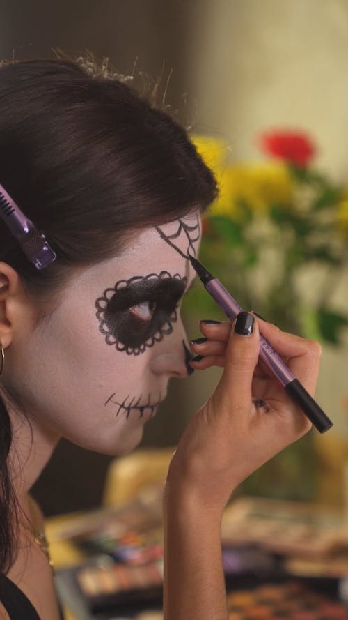 有关dia de muertos, 侧面图, 化妆的免费素材视频