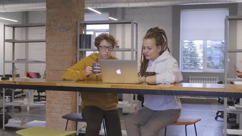 两人使用一台笔记本电脑 · 免费素材视频