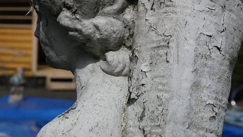 在花园里的雕像表面的油漆损坏 · 免费素材视频