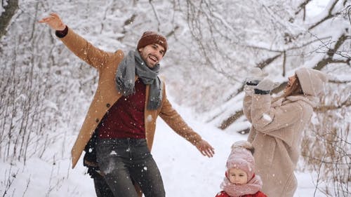 有关一家人, 下雪, 享受的免费素材视频